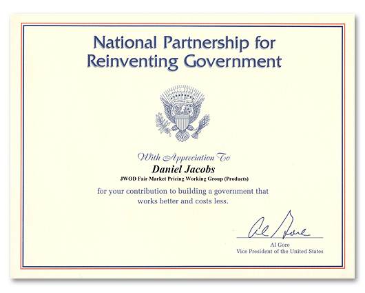 Hammer Award Certificate